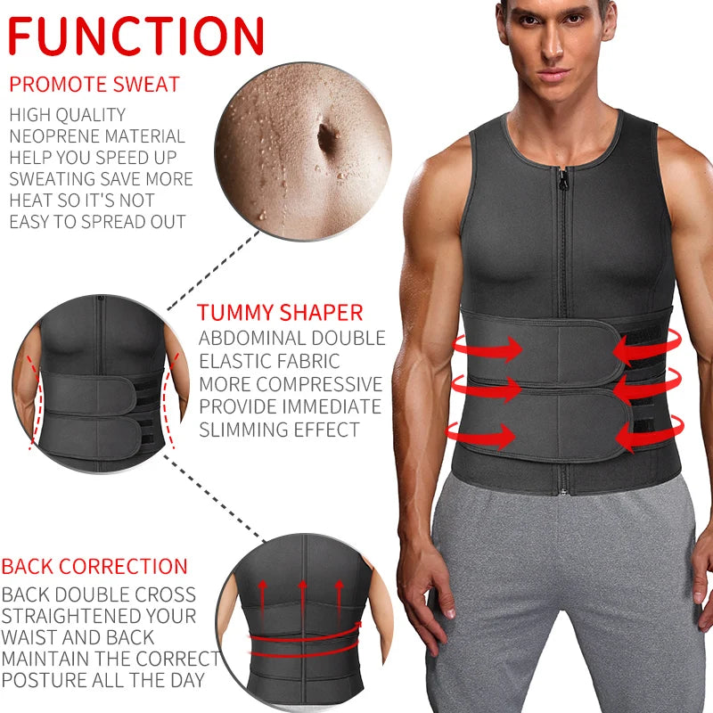 Men Waist Trainer Sauna Vest Fitness Corset