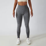 Solid Color Ribbed Seamless Yoga Pants High Waist Gym Leggings Sport Women Fitness Female Legging Tummy Control Running Tights