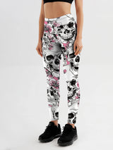 Fashion Women Skull Rose Printed Leggings