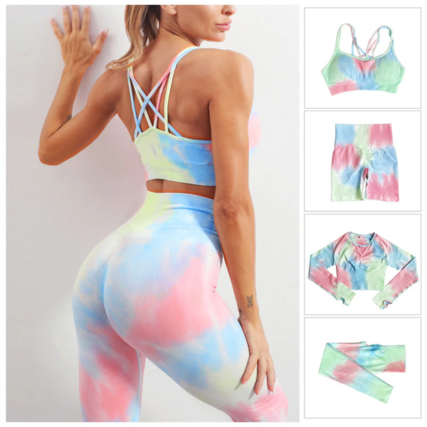 1pc Woman Tie dye Seamless Yoga Clothes