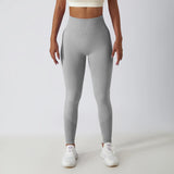 Solid Color Ribbed Seamless Yoga Pants High Waist Gym Leggings Sport Women Fitness Female Legging Tummy Control Running Tights